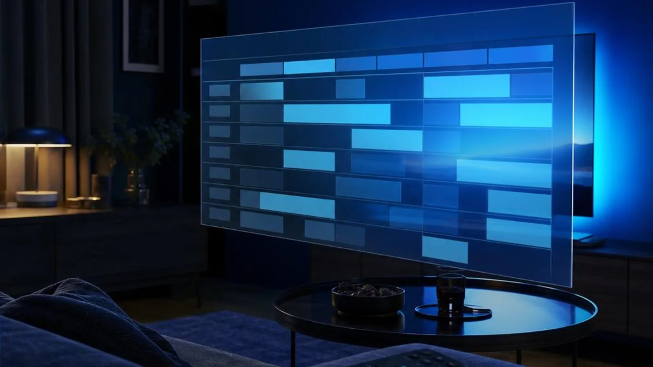 Téléviseur et guide électronique des programmes représenté par une grille lumineuse