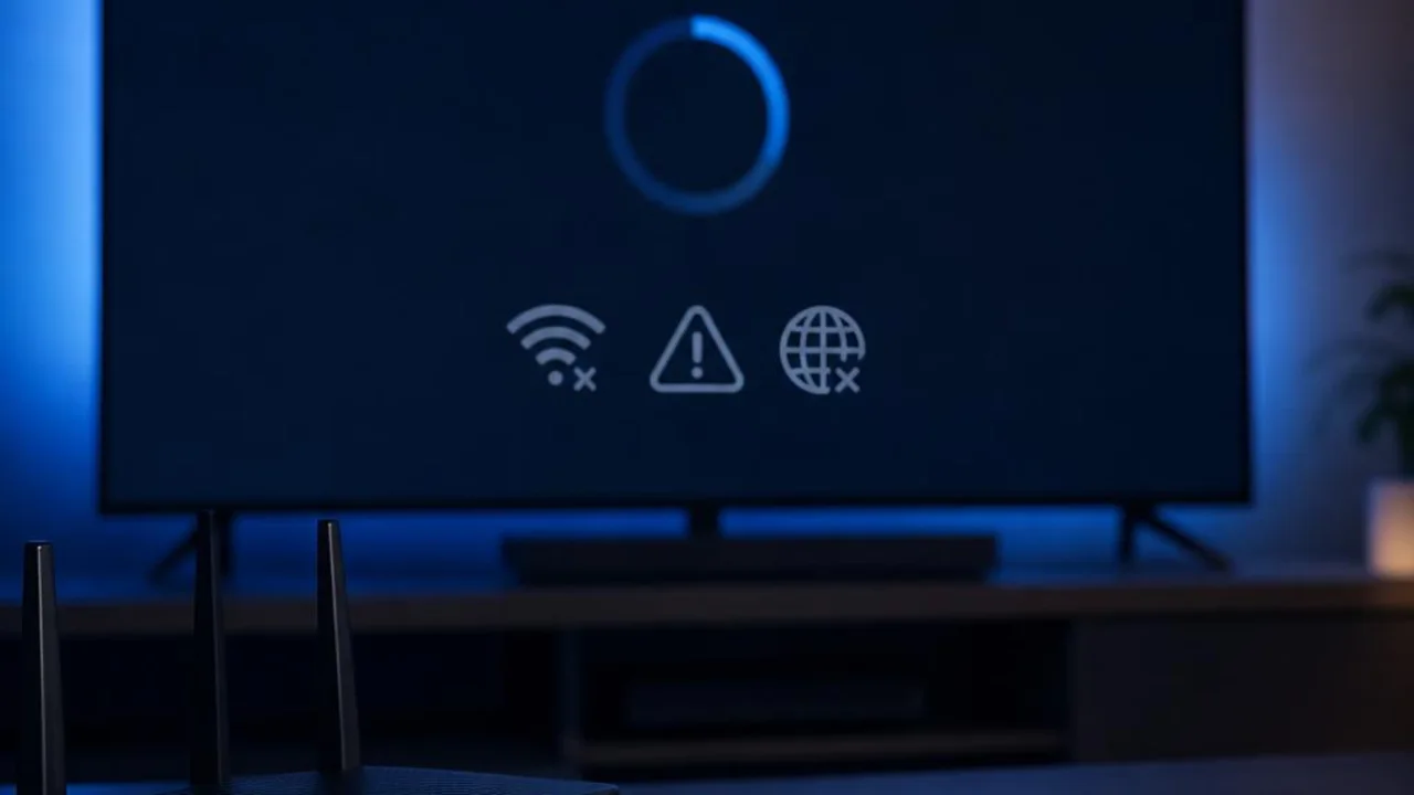 Smart TV affichant un chargement et une erreur de connexion pour diagnostiquer le buffering