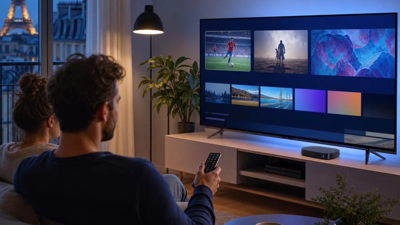 Interface abstraite de télévision légale sur Smart TV et Android TV dans un foyer français